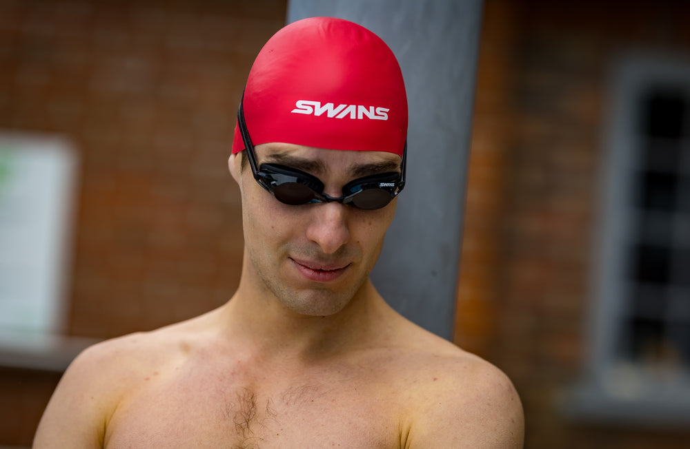 SWANS prescription long sighted Black swim goggles with clear lenses