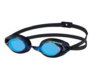 Swim goggles with smoke blue lenses and black frame