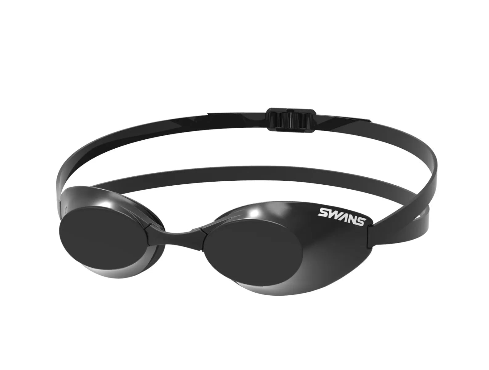 SWANS Blackened swimming goggles with a double silicone strap and interchangeable nose piece